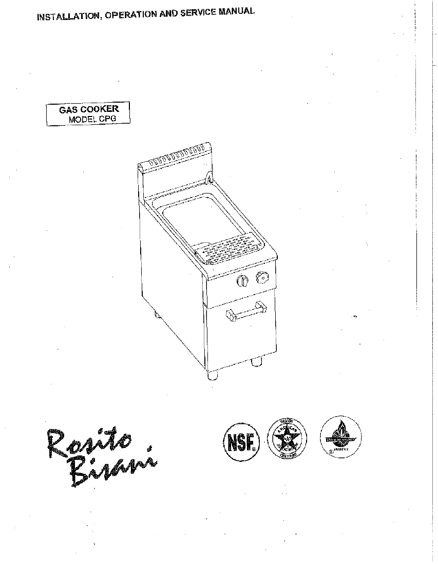 Gas Pasta Cooker &mdash; CPG-1 &mdash; first page