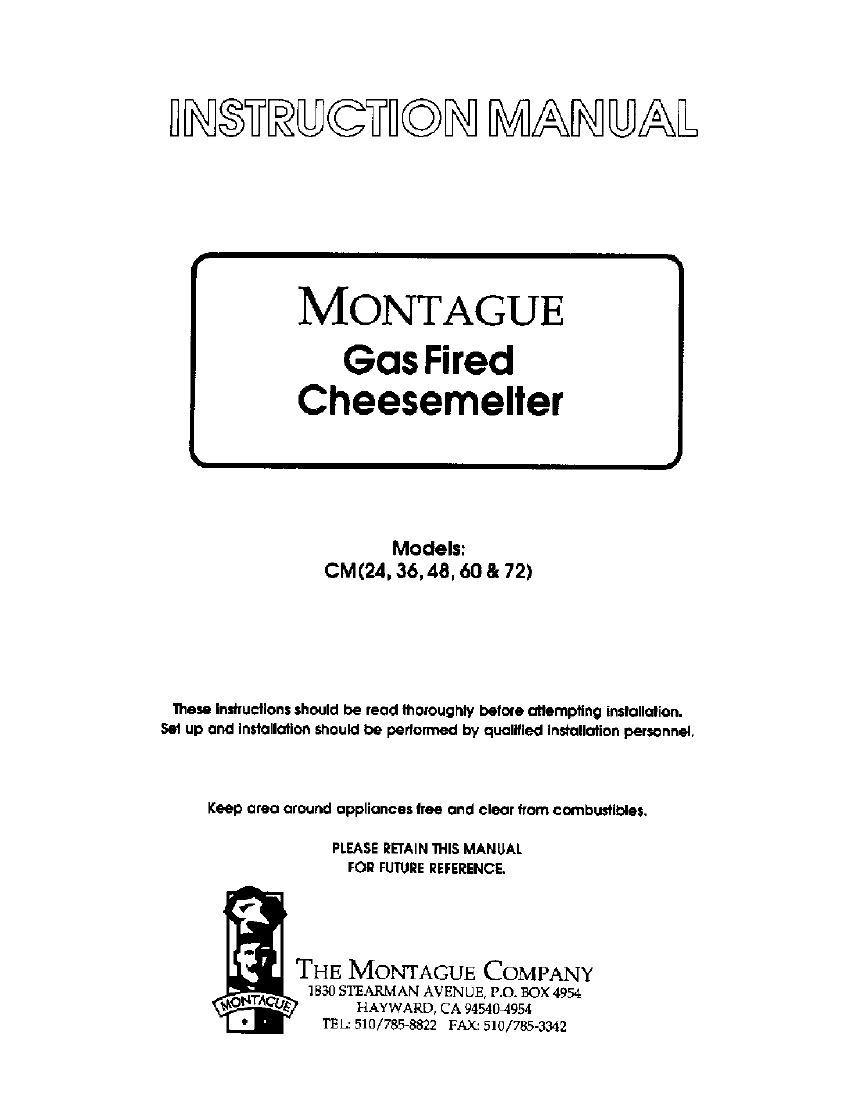 Gas Cheesemelter &mdash; CM &mdash; first page